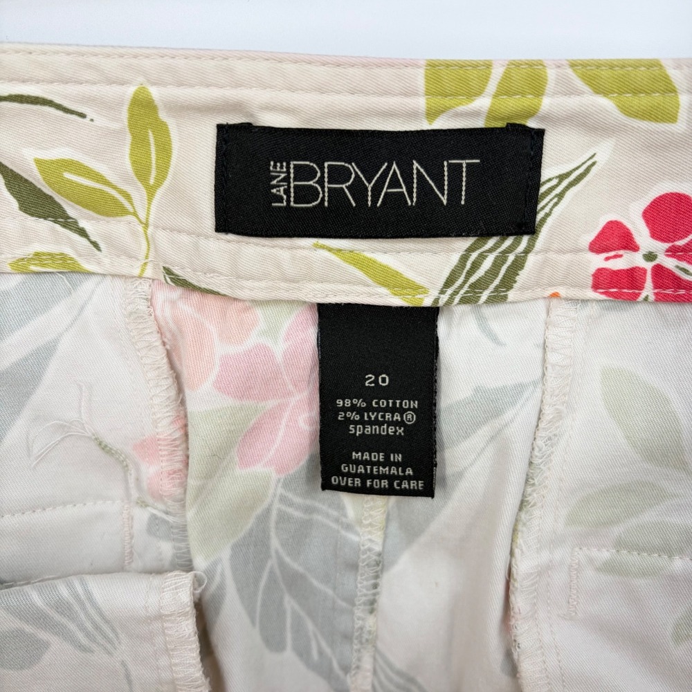 Lane Bryant Garden Floral Skirt Women 20 Orange Tropical Stretch Knee Length - Picture 5 of 11